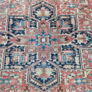 9x12 Persian rug Rare pattern, Oversize antique rug 9x12, Heriz area rug 9x12 vintage, Afghan rug, Turkish 9x12 oushak rug, floral area rug