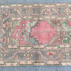 2x12 Runner rug, Skinny runner rug, Antique rug 2x12, Turkish rug 2x12 Runner, Oushak runner 2x12, Heriz runner rug 2x12 vintage, Narrow rug