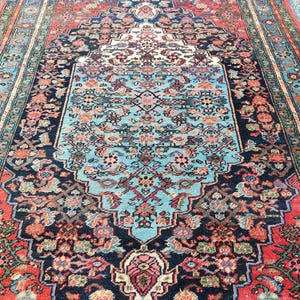 4'3" x 6'6" ft, Karaja rug 4x6, Antique rug 4x6, Heriz rug 4x6 Vintage, Serapi rug, Kurdish rug, Afghan rug 4x6, Caucasian rug, Deep rug image 10