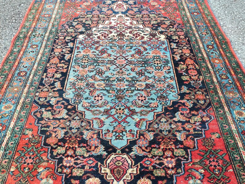 4'3" x 6'6" ft, Karaja rug 4x6, Antique rug 4x6, Heriz rug 4x6 Vintage, Serapi rug, Kurdish rug, Afghan rug 4x6, Caucasian rug, Deep rug image 10