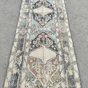 runner 2x22 Turkish, Extra long runner rug vintage 2x22, Long runner oushak 2x22, Runner for stair, Patchwork rug, Narrow long hallway rug