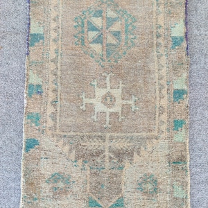 2x4 runner rug Muted, Skinny rug, Turkish bath mat rug 2x4, Vintage rug 2x4 Vibrant color, Oushak rug 2x4, Entry doormat rug 2x4 persian
