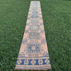 2.7 x 21 ft, Extra long runner rug, Long runner turkish 21 feet, Long hallway runner Vintage, Oushak runner 3x21 rug, Afghan runner rug