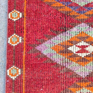 Rug runner 3x11, deep Turkish runner 3x11, Vintage runner 3x11, Dark red runner rug, Oushak runner 3x11, Heriz runner rug, Persian runner