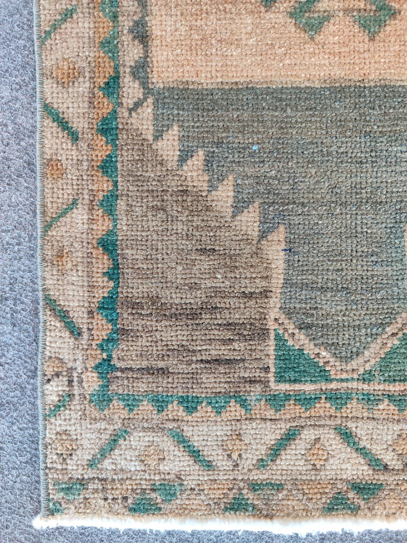 2 x 4 tapijt, mager loper tapijt, klein herki-tapijt, rood 2 x 4-tapijt Turks vintage Oushak, smal tapijt, badmattapijt, Afghaans tapijt, kort tapijt, deurmat afbeelding 6