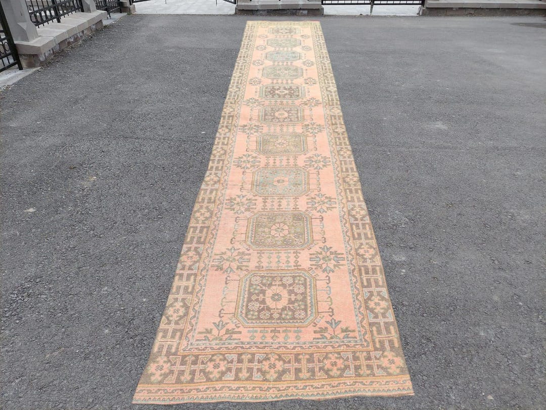4x17 Runner Turkish Vintage Oushak, Large Long Runner Rug 17, Heriz ...