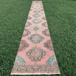 26 FOOT! Extra long runner rug for hallway, Afghan runner rug, Long runner turkish Vintage Oushak, Antique persian long runner wool colorful