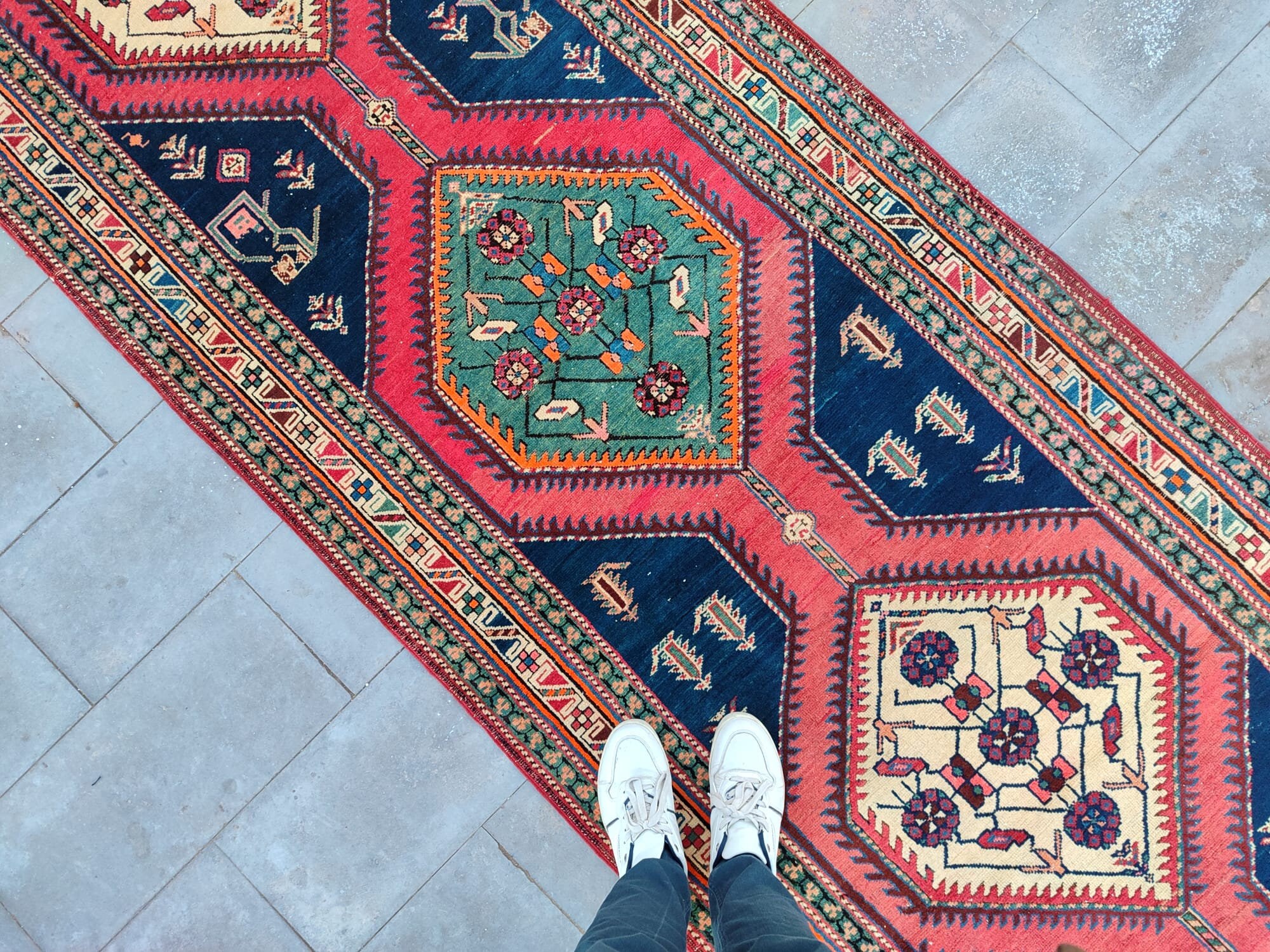 4x18 Rug 1900's Antique Runner Extra Long, Persian Long Runner, Long Heriz ...