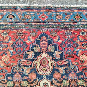 4'3" x 6'6" ft, Karaja rug 4x6, Antique rug 4x6, Heriz rug 4x6 Vintage, Serapi rug, Kurdish rug, Afghan rug 4x6, Caucasian rug, Deep rug image 9