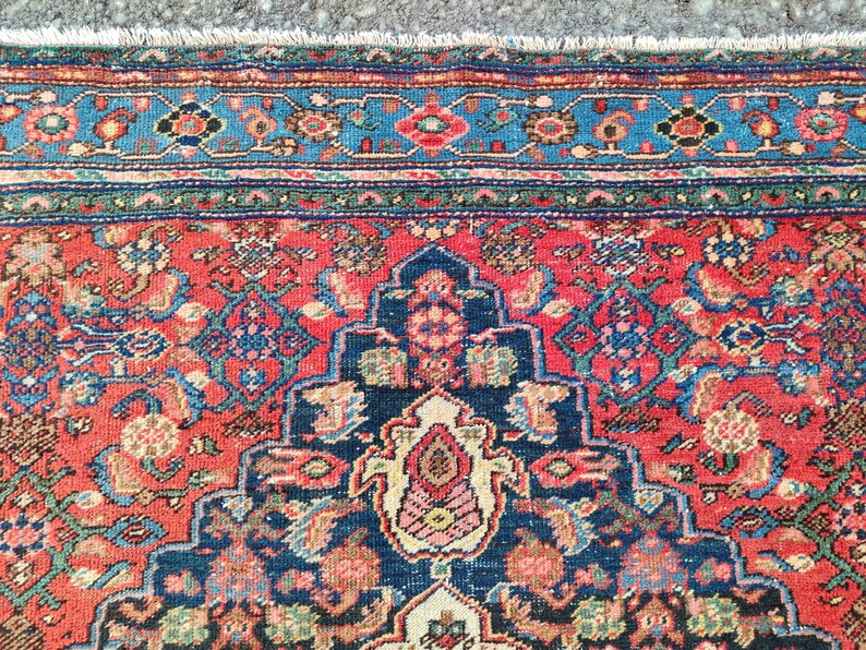 4'3" x 6'6" ft, Karaja rug 4x6, Antique rug 4x6, Heriz rug 4x6 Vintage, Serapi rug, Kurdish rug, Afghan rug 4x6, Caucasian rug, Deep rug image 9