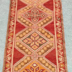 2.8 x 11.2 ft, Kurdish red herki runner 3x11, Afghan runner rug 3x11 Vintage, Turkish 3x11 runner dark color, Persian 3x11 heriz runner rug