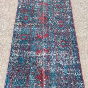 2x10 runner rug, Skinny runner rug, Vibrant Turkish runner 2x10, Narrow runner rug, Oushak runner 2x10, Vintage runner 2x10, Patchwork rug