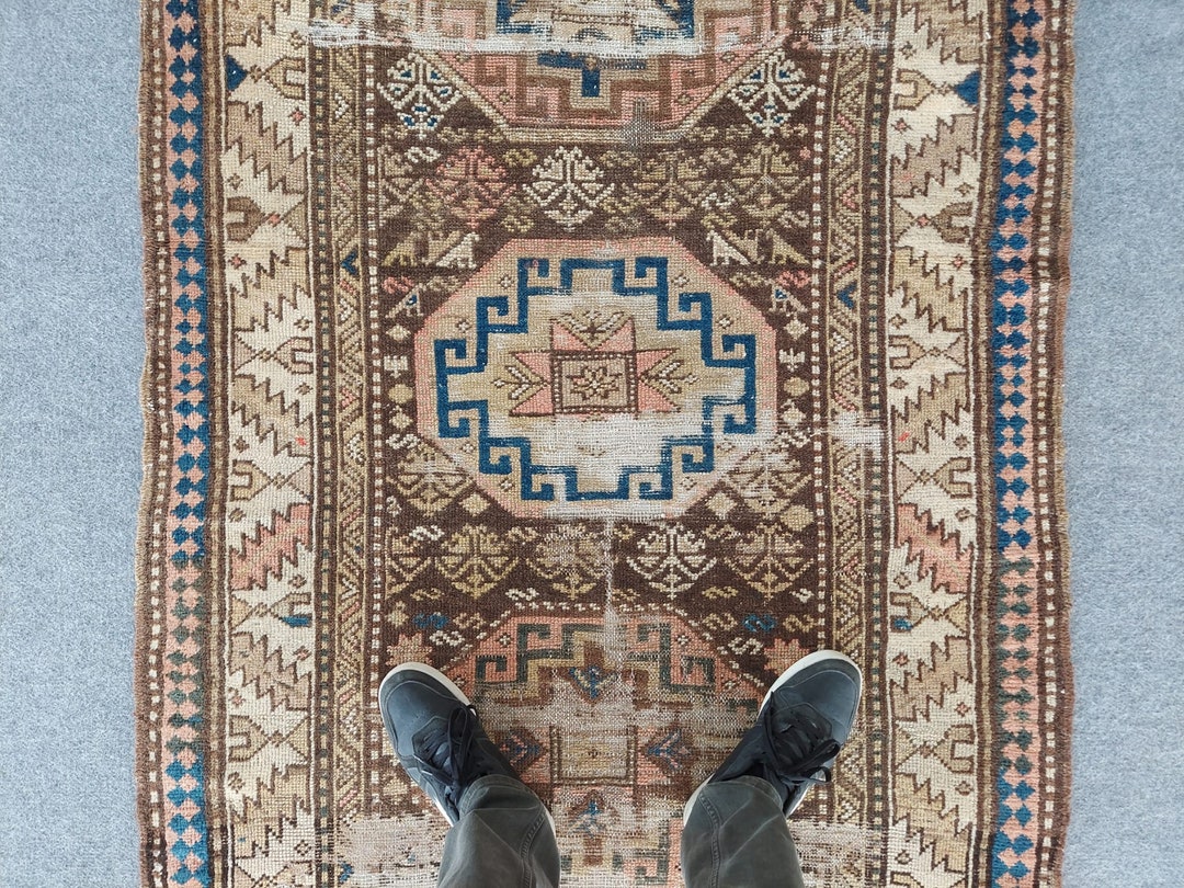 Kazak Rug, Antique Rug Runner 4x9, Heriz Runner Rug, Oriental Runner ...