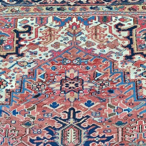 9x12 persian rug, Oversize Turkish rug 9x12, Heriz area rug 9x12 antique, Vintage rug 9x12, rug for living room 9x12, Geometric rug 9 by 12