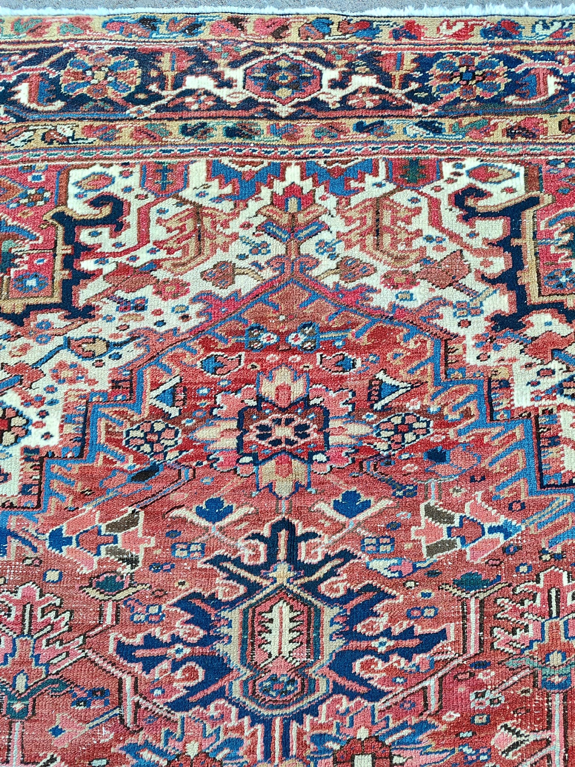 9x12 persian rug, Oversize Turkish rug 9x12, Heriz area rug 9x12 antique, Vintage rug 9x12, rug for living room 9x12, Geometric rug 9 by 12