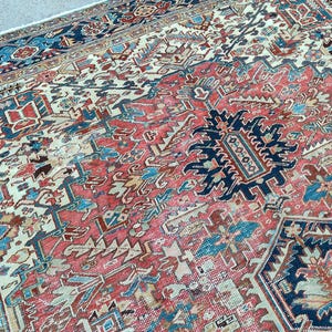 Rare! 9x12 Persian rug, Oversize Heriz rug 9x12, Antique 9x12 Serapi rug, Living room rug 9x12 vintage, Oriental rug, Mahal rug large