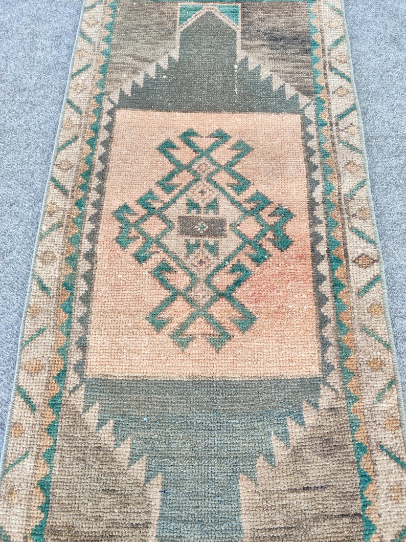 2 x 4 tapijt, mager loper tapijt, klein herki-tapijt, rood 2 x 4-tapijt Turks vintage Oushak, smal tapijt, badmattapijt, Afghaans tapijt, kort tapijt, deurmat afbeelding 5