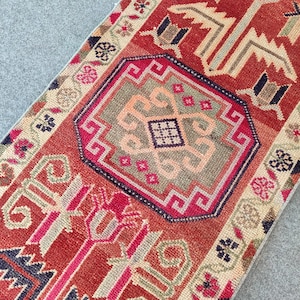 Red Turkish runner 3x13, Vintage runner 3x13, Oushak runner 3x13, Herki kurdish tribal runner rug 3x13, Persian runner 3x13, Red runner rug