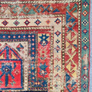 Antique kazak rug, Vibrant rug 3x5 vintage, Caucasian rug, Azerbaijan rug, Bedroom rug 3x5, Rare rug fabulous, Turkish rug 3x5, Doormat rug