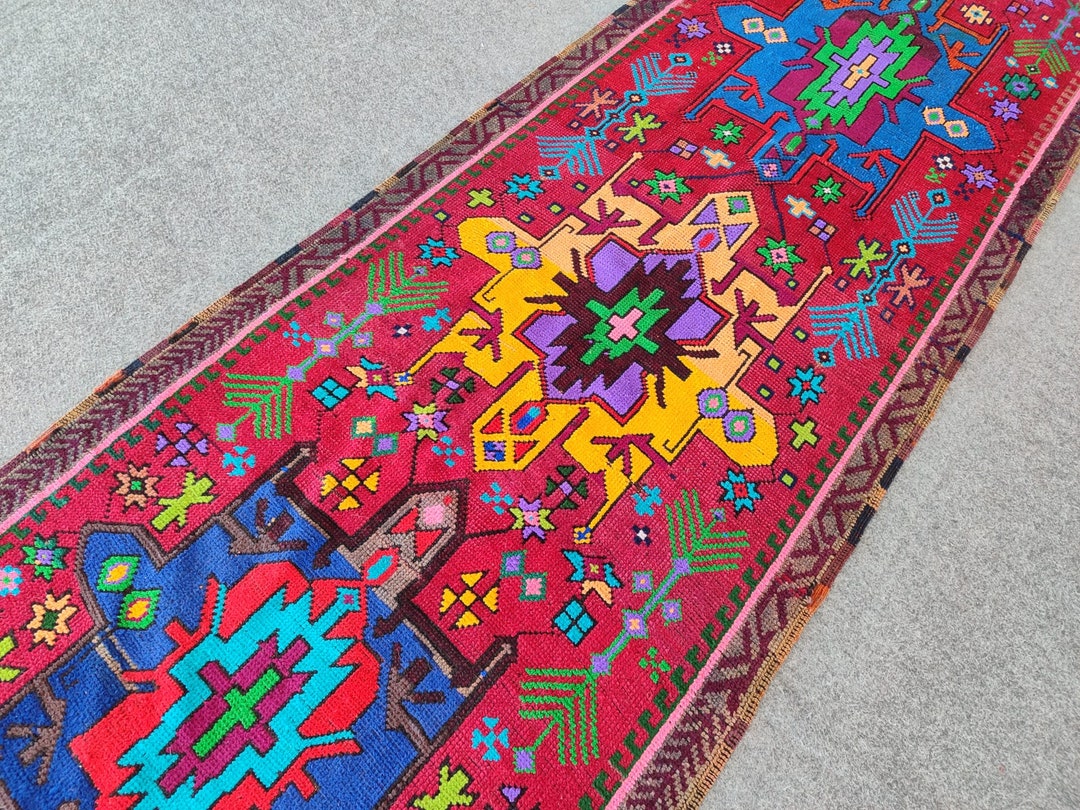 3x10 Runner Turkish, Heriz Rug Runner, Herki Runner Rug, Vintage Runner