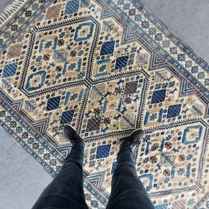 Turkish rug 6x9, Vintage rug 6x9, Oushak area rug 6x9, Persian rug 6x9, Heriz rug, Neutral rug 6x9, Muted rug 6x9, Living room rug 6x9 ft