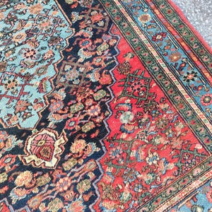 4'3" x 6'6" ft, Karaja rug 4x6, Antique rug 4x6, Heriz rug 4x6 Vintage, Serapi rug, Kurdish rug, Afghan rug 4x6, Caucasian rug, Deep rug image 6