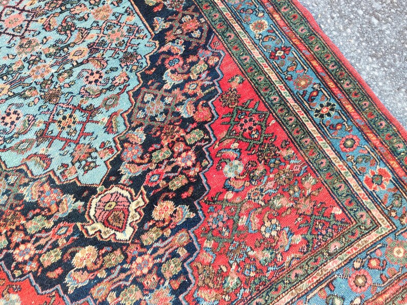 4'3" x 6'6" ft, Karaja rug 4x6, Antique rug 4x6, Heriz rug 4x6 Vintage, Serapi rug, Kurdish rug, Afghan rug 4x6, Caucasian rug, Deep rug image 6