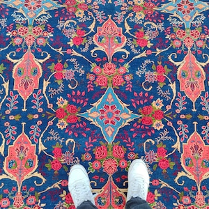 9x11 Persian rug RARE Size, Oversize Navy Antique rug 9x11, Heriz area rug 9x11, Afghan area rug, Turkish rug 9x11 vibrant, Living area rug