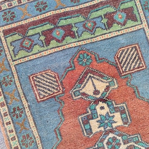 2x4 rug vintage, Skinny rug, Turkish rug 2x4, Oushak rug 2x4, Narrow rug, Bath mat rug neutral 2x4, Persian 2x4 heriz rug, Doormat rug 2x4