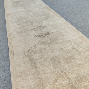 3x12 runner muted, 3x12 runner turkish, Heriz rug runner 3x12 neutral, Vintage 3x12 oushak runner, Herki rug 3x12, Persian rug 3x12 neutral