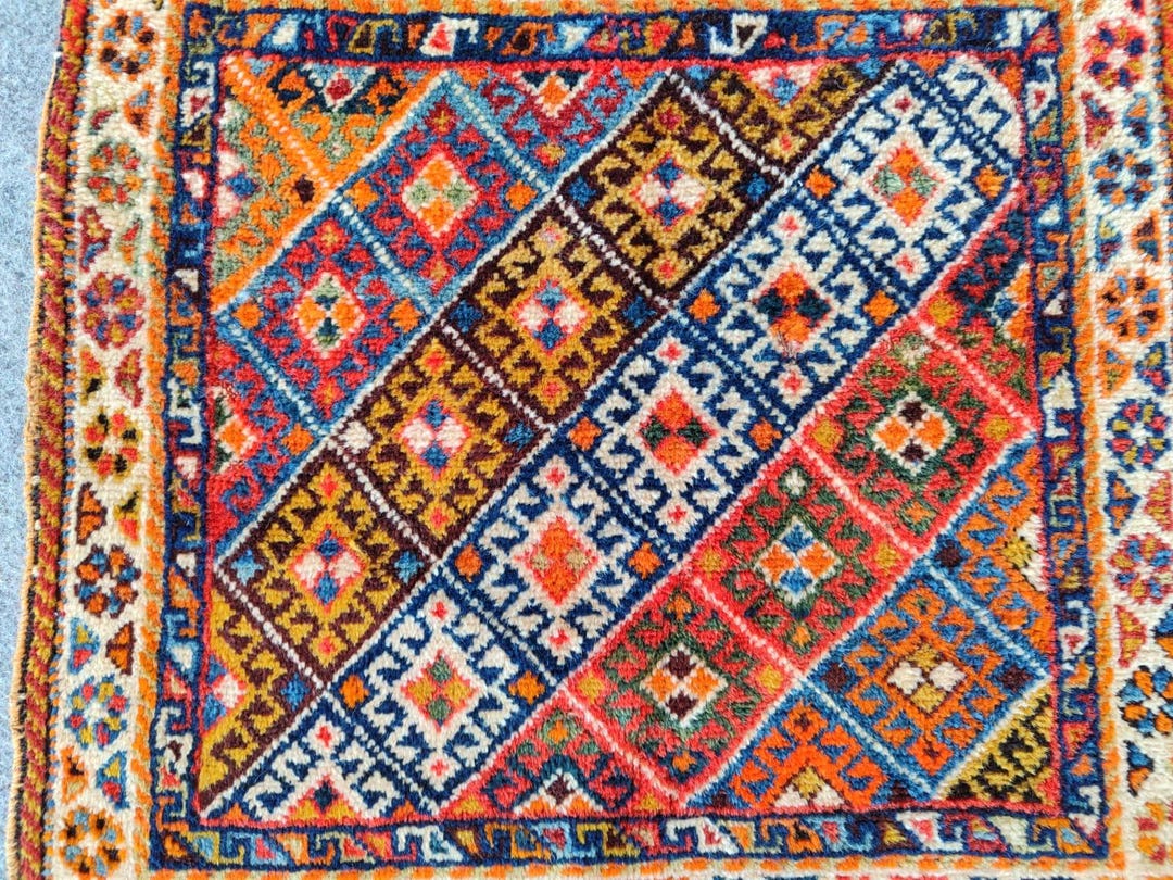 Persian Rug 2x2, Square Rug Antique 2x2, Vintage 2x2 Turkish Rug ...