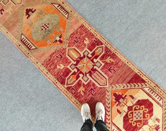 Vibrant Turkish runner 3x14, Vintage runner 3x14, Persian runner 3x14, Heriz runner rug 3x14, Oushak runner 3x14, Geometric rug runner 14 15