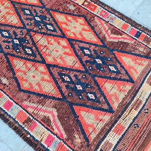 2.8 x 13 ft, Vibrant Turkish runner 3x13, Afghan runner rug 3x13 vintage, Kurdish herki tribal rug, Persian 3x13 heriz runner rug, Dark rug