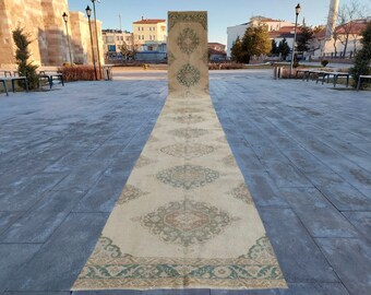 2'5" x 25'8" piedi, tappeto corridore extra lungo, corridore per scale, corridore lungo 25 piedi turco, tappeto corridore afgano, corridore lungo Vintage Oushak 2x25