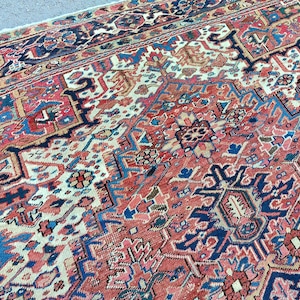 9x12 Heriz rug Oversize, Persian rug 9x12, Antique rug 9x12, Serapi rug, Mahal rug vintage 9x12, Living room rug 9x12, Oriental rug rare