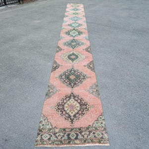 2x19 runner rug, Extra long runner rug, Stair rug, Long runner turkish Vintage oushak, Very long runner rug, Heriz runner rug, 19 20 runner
