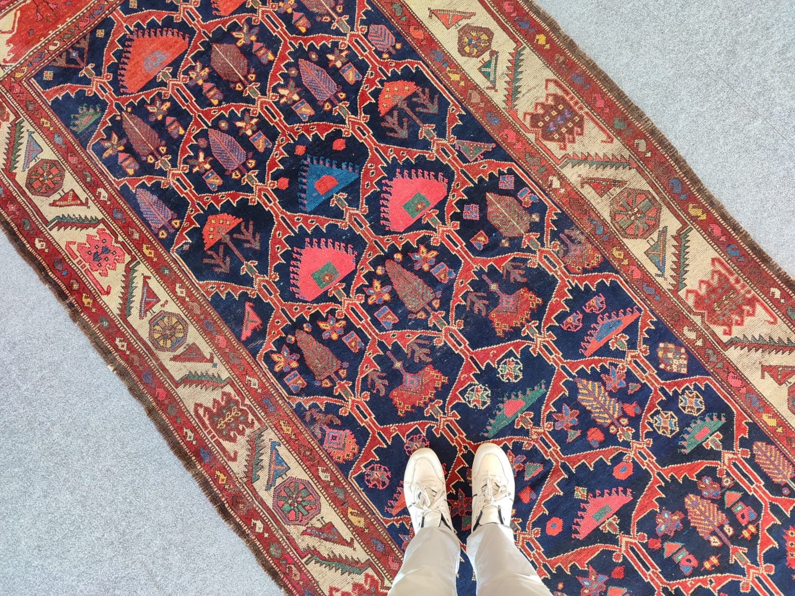 5x10 アンティーク シャーサバン ラグ、ラージ ペルシャ ネイビー ラグ