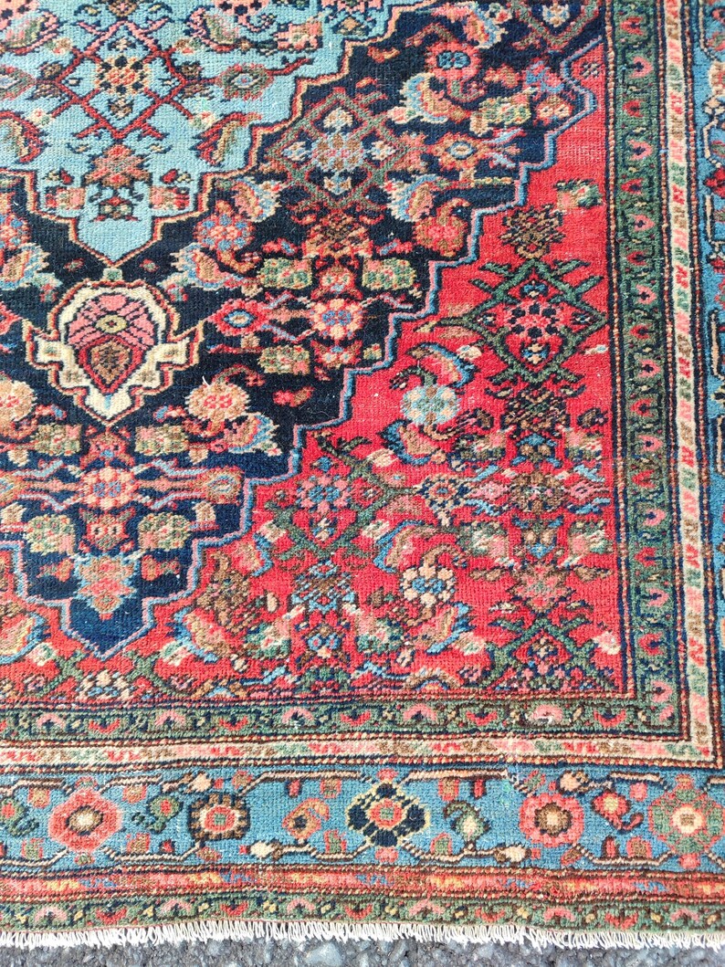 4'3" x 6'6" ft, Karaja rug 4x6, Antique rug 4x6, Heriz rug 4x6 Vintage, Serapi rug, Kurdish rug, Afghan rug 4x6, Caucasian rug, Deep rug image 5