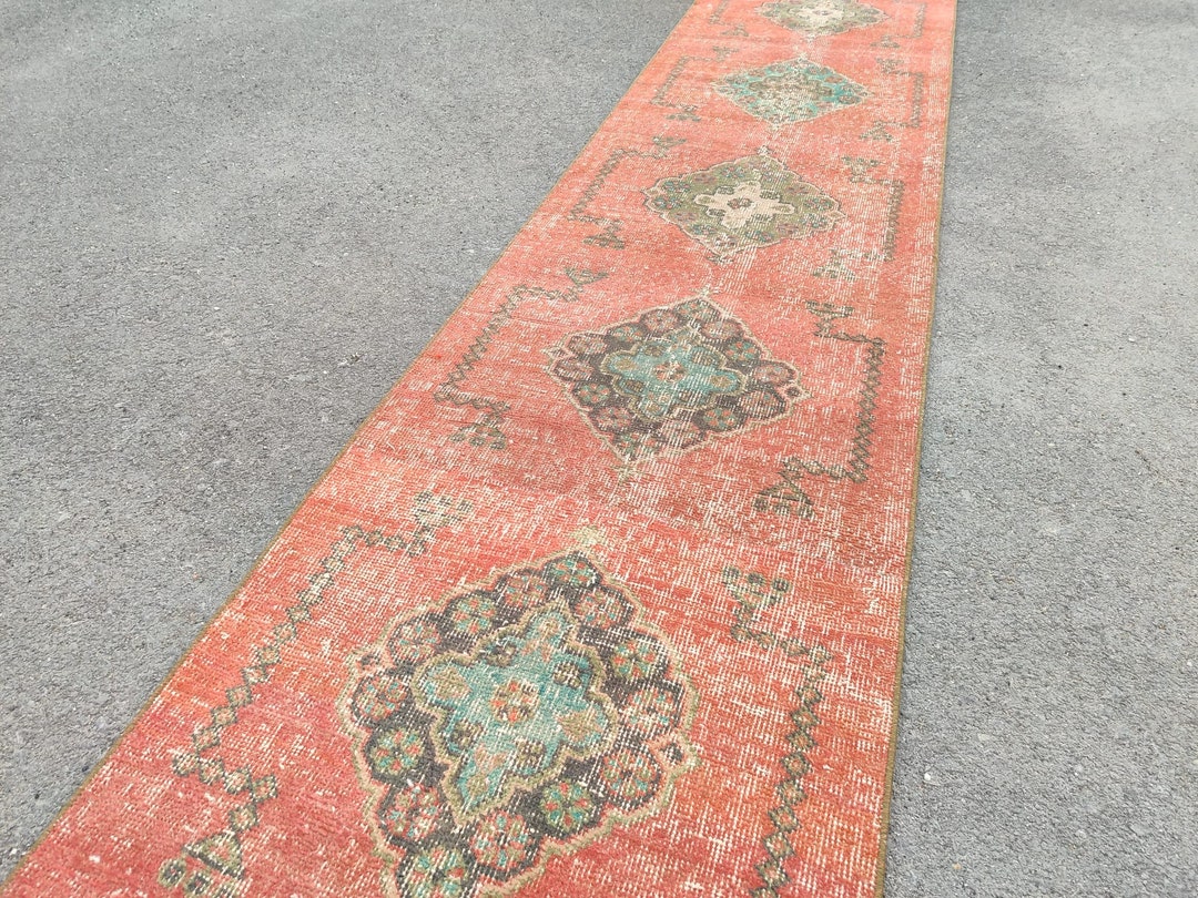 21' Long Runner Turkish, Extra Long Runner Rug Vintage, Stair Rug