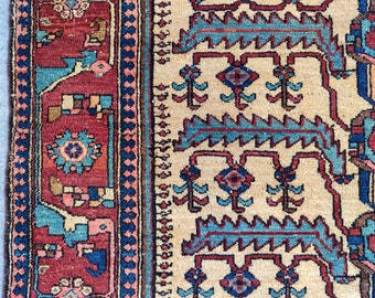4x6 Stunning Heriz rug, Antique rug 4x6, Rare Karaja rug 4x6, Caucasian rug old, Tribal rug 4x6 vintage, Afghan rug, Oriental rug 4x6 ft