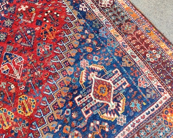 Stunning Heriz rug 7x10, Rare Antique rug 7x10, Persian area rug 7x10, Shiraz rug 7x10 vintage, Afghan area rug 7x10, Living room rug 7x10