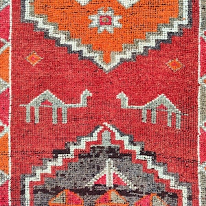 3x10 runner Vintage, Herki runner 3x10, Afghan runner rug 3x10, Heriz runner rug 3x10 vibrant color, Turkish 3x10 oushak runner, Kitchen rug