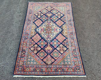 ネイビー ラグ 4x6、マルチ リッチ カラー ラグ 4x6、ペルシャ ラグ