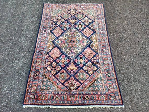 ネイビー ラグ 4x6、マルチ リッチ カラー ラグ 4x6、ペルシャ ラグ