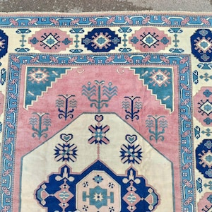 turkish rug 6x9, Oushak rug 6x9, Neutral 6x9 living room rug, Vintage rug 6x9, Persian 6x9 heriz rug, Afghan area rug, Light area rug 6x9