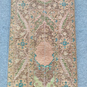 Türkischer Vintage-Läufer Oushak (2x12), schmaler Läufer, Heriz-Läufer, schmaler Flurläufer, antiker Läufer (2x12), Patchwork-Läufer