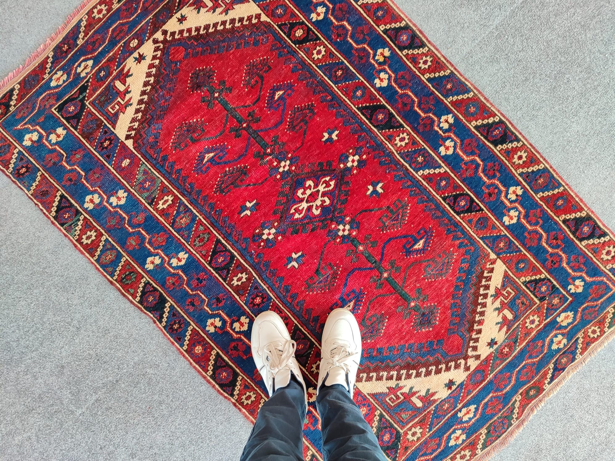4x5 Turkish Blue Rug Red, Antique 4x5 Persian Rug, Heriz Rug 4x5 ...