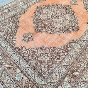 9x12 persian rug oversize, Brown turkish rug 9x12, Heriz area rug 9x12 vintage, Living room 9x12 bedroom rug furniture, Mahal rug, 9 by 12