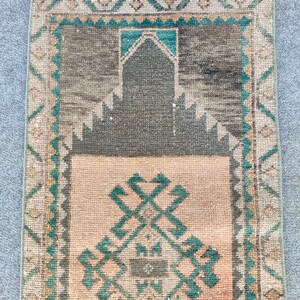 2 x 4 tapijt, mager loper tapijt, klein herki-tapijt, rood 2 x 4-tapijt Turks vintage Oushak, smal tapijt, badmattapijt, Afghaans tapijt, kort tapijt, deurmat afbeelding 7