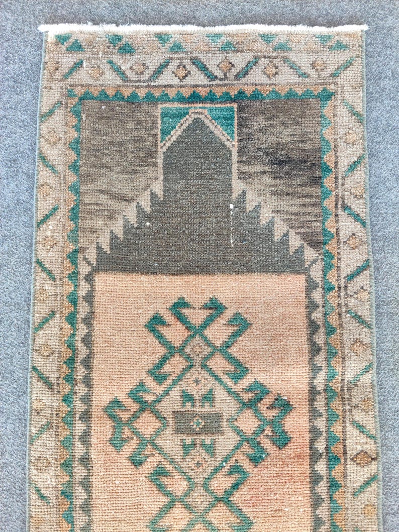 2 x 4 tapijt, mager loper tapijt, klein herki-tapijt, rood 2 x 4-tapijt Turks vintage Oushak, smal tapijt, badmattapijt, Afghaans tapijt, kort tapijt, deurmat afbeelding 7
